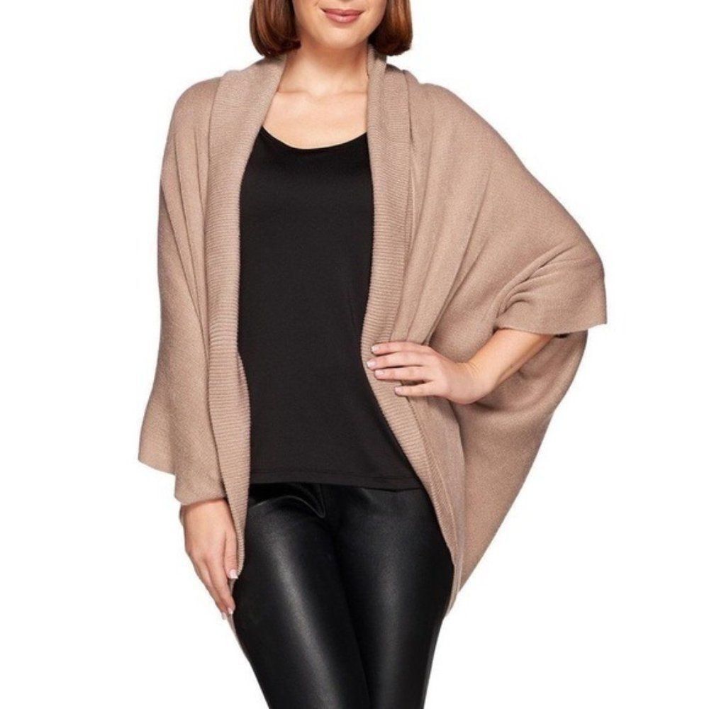 MARVELUSH Soft Knit Open Front Shrug Cardigan Tan Womens Size M/L